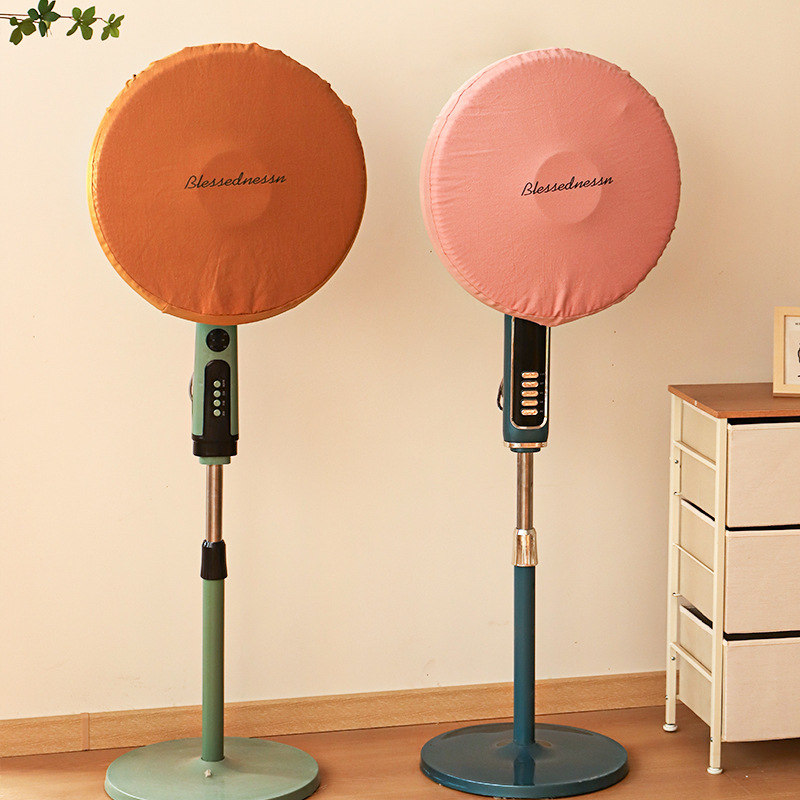 Preferred Washed Cotton Elastic Fan Dust Cover Fabric Floor-Standing Round Multi-Size Household Appliance Protective Cover