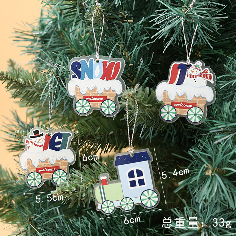 Picture of Strict selection of Christmas decorations Christmas wooden train children's kindergarten Christmas gift window ornaments