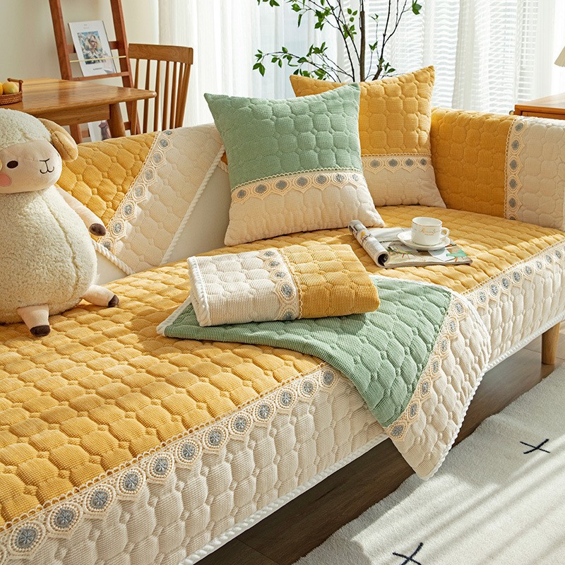 Sofa Cushion for All Seasons, Simple Non-Slip Sofa Seat Cushion Cover, Dust-Proof Seat Cushion, Sofa Towel Cover Cloth, Four Seasons Style