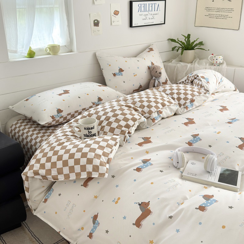 Picture of Small Fresh Summer Four-piece Bed Sheet Quilt Cover Single Student Dormitory Three-piece Cartoon Bedding