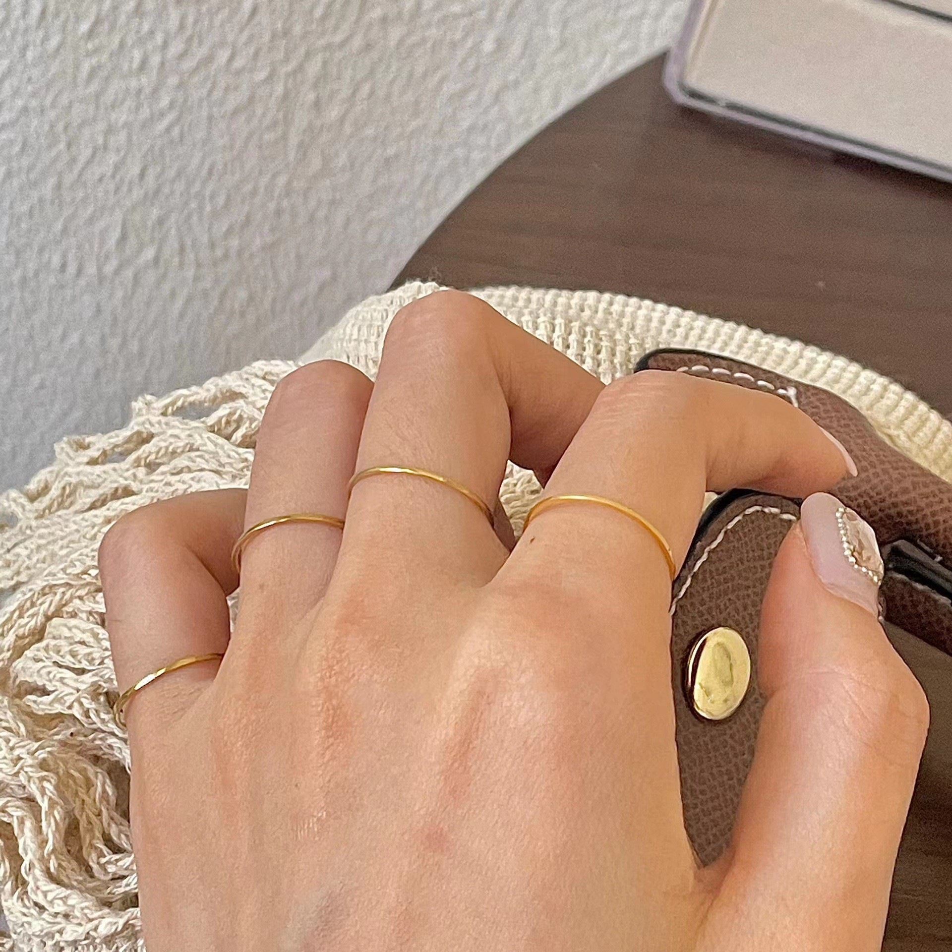 Picture of Exquisite plain Ring Versatile Ring Women's French Style Retro Niche Stacked S925 Silver Ring Internet Celebrated Aperture Finger Ring Fashion