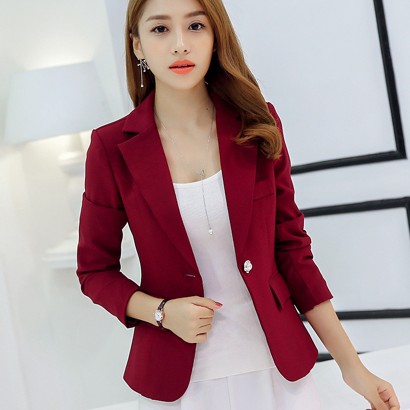 Picture of Spring 2025 New Slim-fit Jacket Solid Color Short Long Sleeve Slim Korean Style Small Suit Women