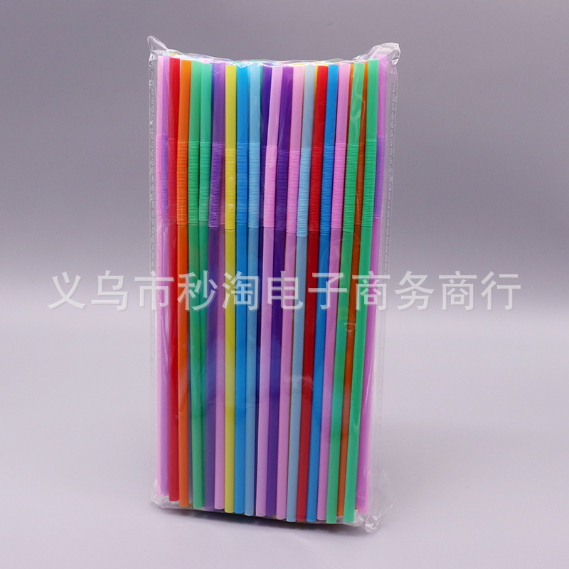 Picture of Seconds Amoy color art straw 8 color clear 100 PCs/pack disposable plastic creative bendable straw 6*260mm
