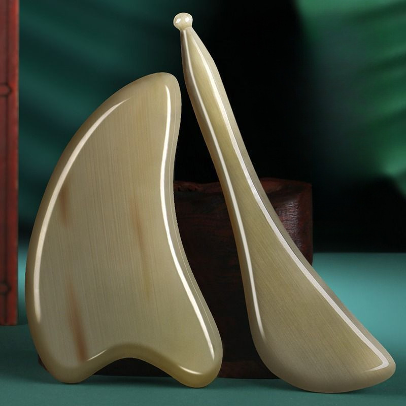 Natural White Buffalo Horn Scraping Board Facial Hospital Face Eye Bra Stick Massage Wrinkle Scraping Board