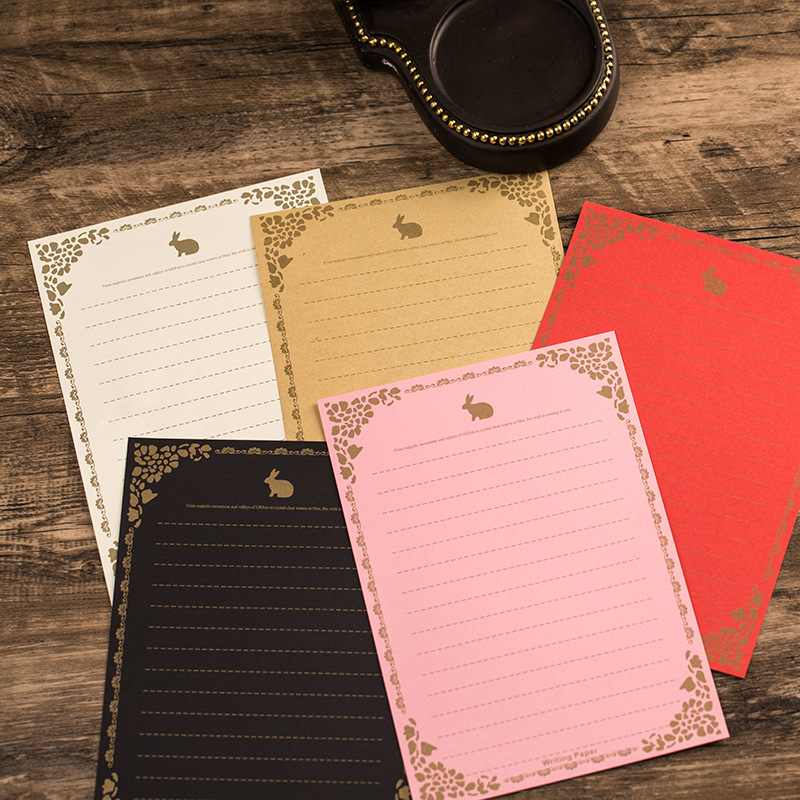 Picture of Letter Paper Envelope Set Retro Style Love Letter Stationery Valentine's Day Writing Love Letter Rabbit Pattern Kraft Paper Letterhead Wholesale