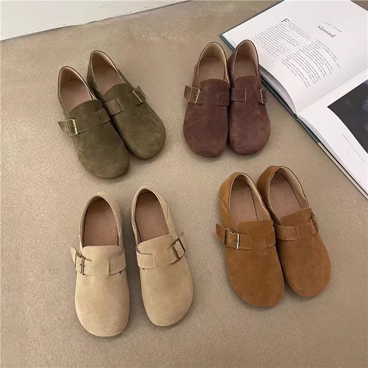 Soft-soled Birkenan Shoes Women's Shoes 2024 New Spring and Autumn Birkenan Flat-soled Lazy One-step Pea Shoes Women's Shoes