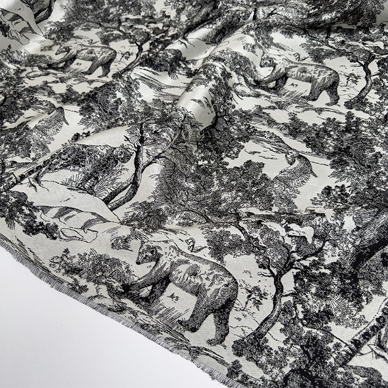 Jungle Animal Jacquard Satin Fabric Clothing Shirt Fabric Cheongsam Fabric DIY Handmade New Chinese Style
