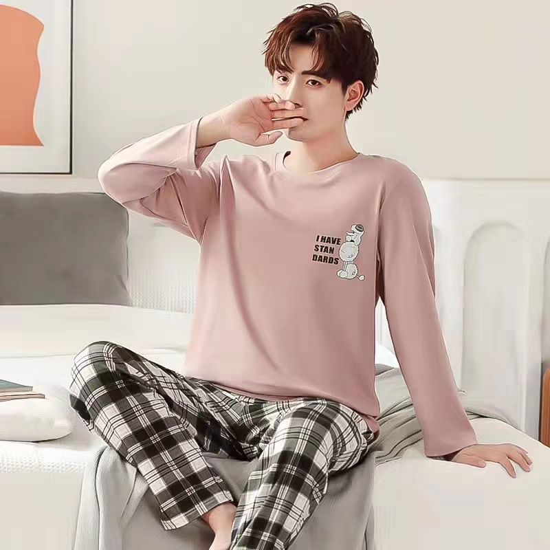 Picture of Men's Pajamas Long Sleeve Pants Spring and Autumn Thin Dad Large Size Casual Home Wear Factory Foreign Trade Cross-border Explosions