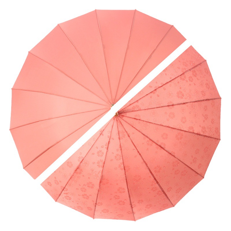 16 bone water flowering sunny umbrella long handle straight rod large wind-resistant high color value ins student children umbrella wholesale