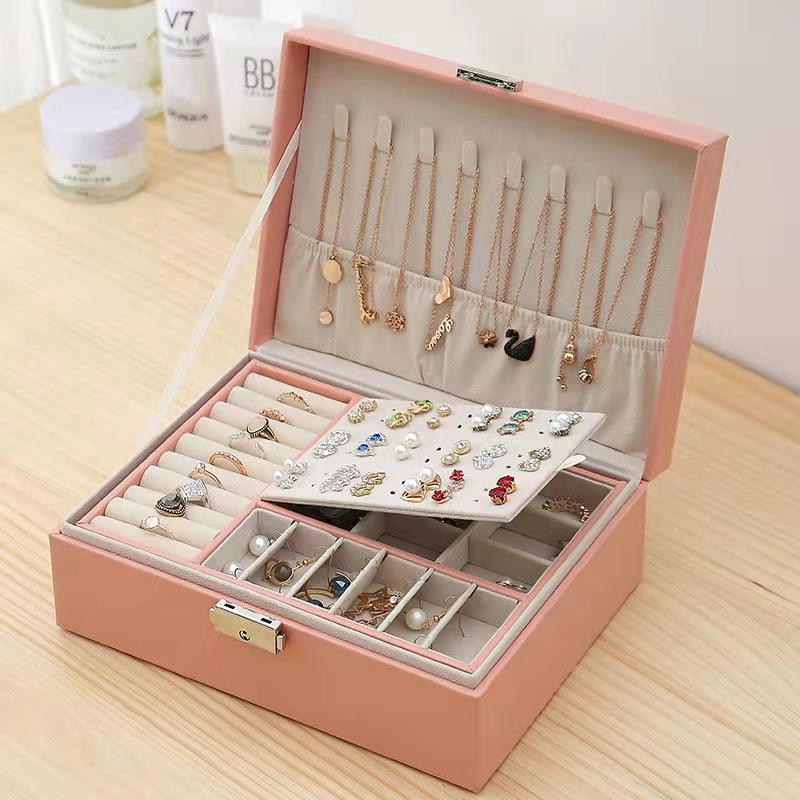 Picture of Jewelry Storage Box Pu Large Capacity Jewelry Packaging Earrings Necklace Portable Travel Jewelry Box Wholesale Zipper