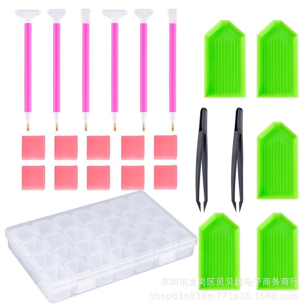 24 piece set 5D Diamond painting tools cross stitch DIY art craft with Diamond Line Pen tweezers and embroidery box