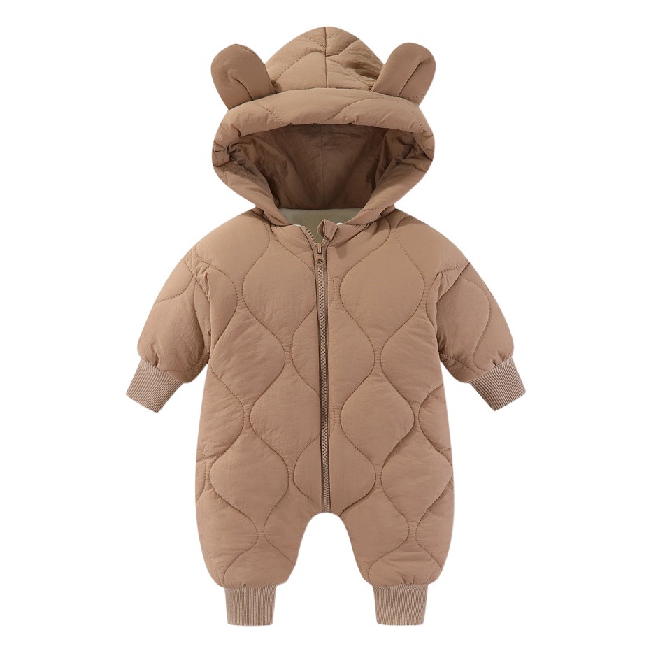 Autumn and winter newborn baby jumpsuit fleece-lined thickened baby winter cotton-padded jacket cotton-padded jacket going out clothes holding clothes