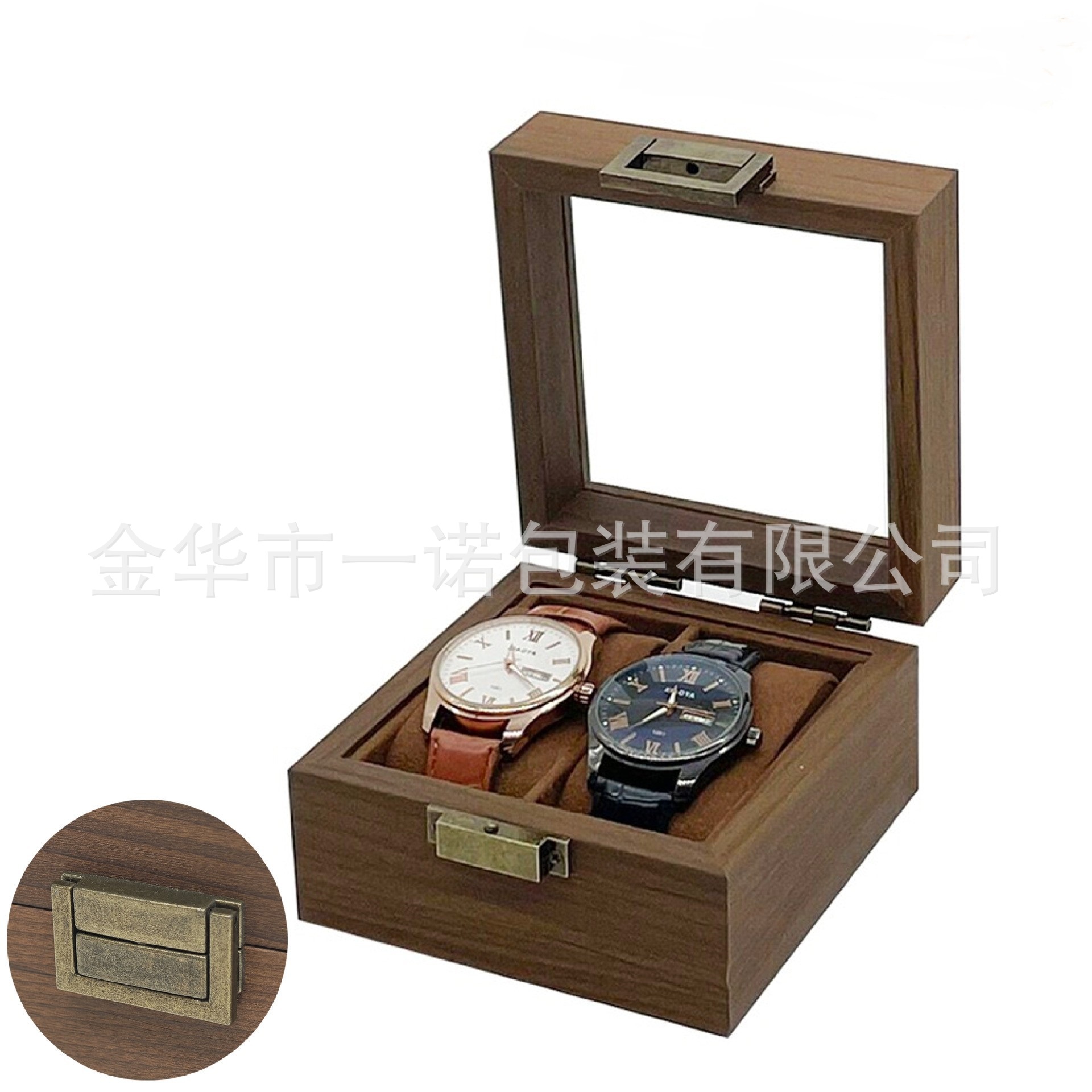 [Retro version] in stock wholesale black walnut wooden double Watch storage box pair watch box couple watch box