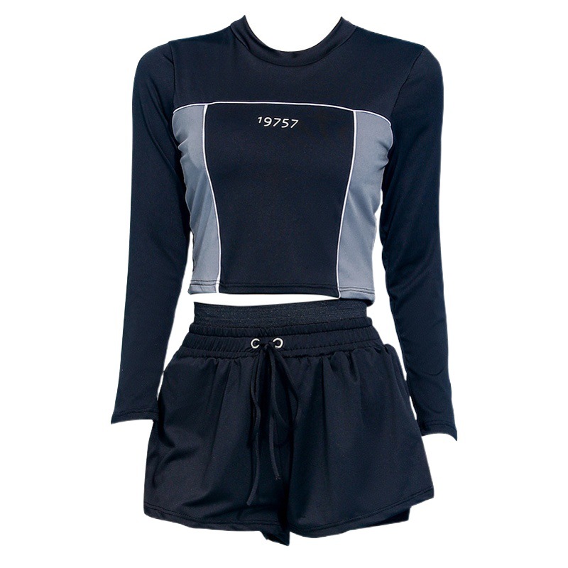 Split Swimsuit Ladies Summer New Slim Belly Covering Swimsuit Conservative Long Sleeve Sports Swimsuit Factory Outlet