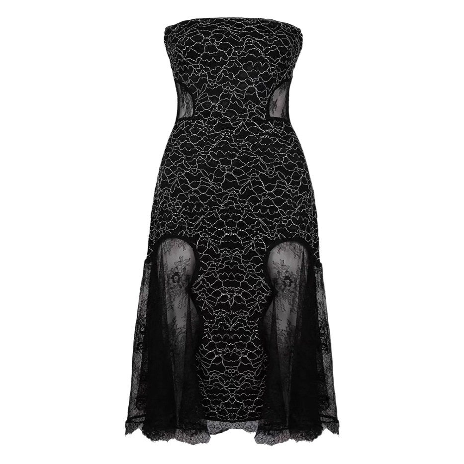 2025 Women's New Sexy Lace Tube Top Slimming Pattern dress Low-key Niche Unique Design