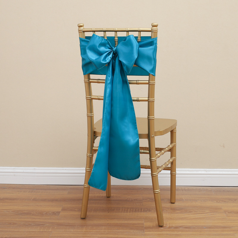 Picture of Chair Cover Bow Tie Hotel Wedding High-end Light Luxury Red Chair Back Flower Decoration Satin Diding Ribbon