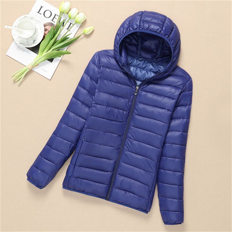 Picture of Women's Short Thin Down Cotton-padded Jacket Women's Black Hooded Lightweight Cotton-padded Coat Autumn and Winter Lightweight Slim-fit Coat plus size