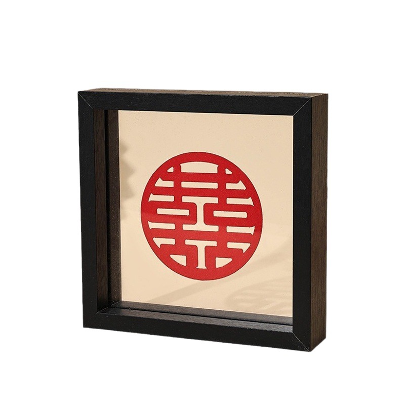 Simple double-sided transparent glass wood handmade photo frame calligraphy and calligraphy special table wholesale specimen frame picture frame