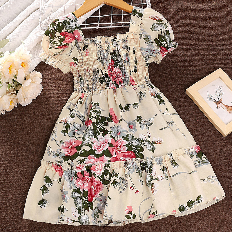 Picture of European and American Girls' Dresses Export Kidsren's Clothing 2025 Summer New Kidsren's Princess Style Printed Short-Sleeved Skirts Wholesale