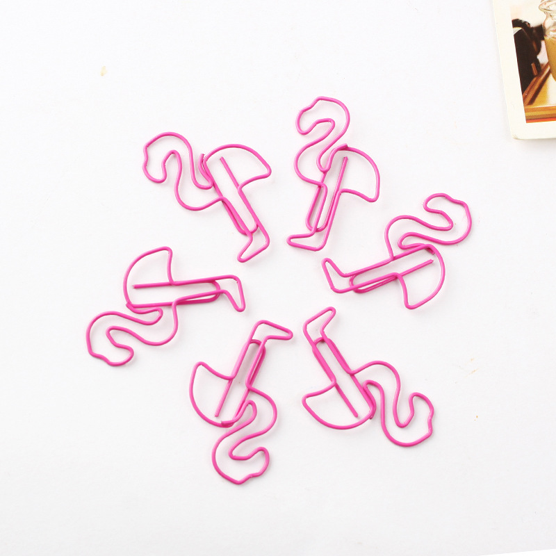 Picture of Flamingo Paper Paperclip Creative Metal Special-shaped Paper Paperclip Cross-border Explosions Paper Clip Office and Learning Supplies Soft Cute