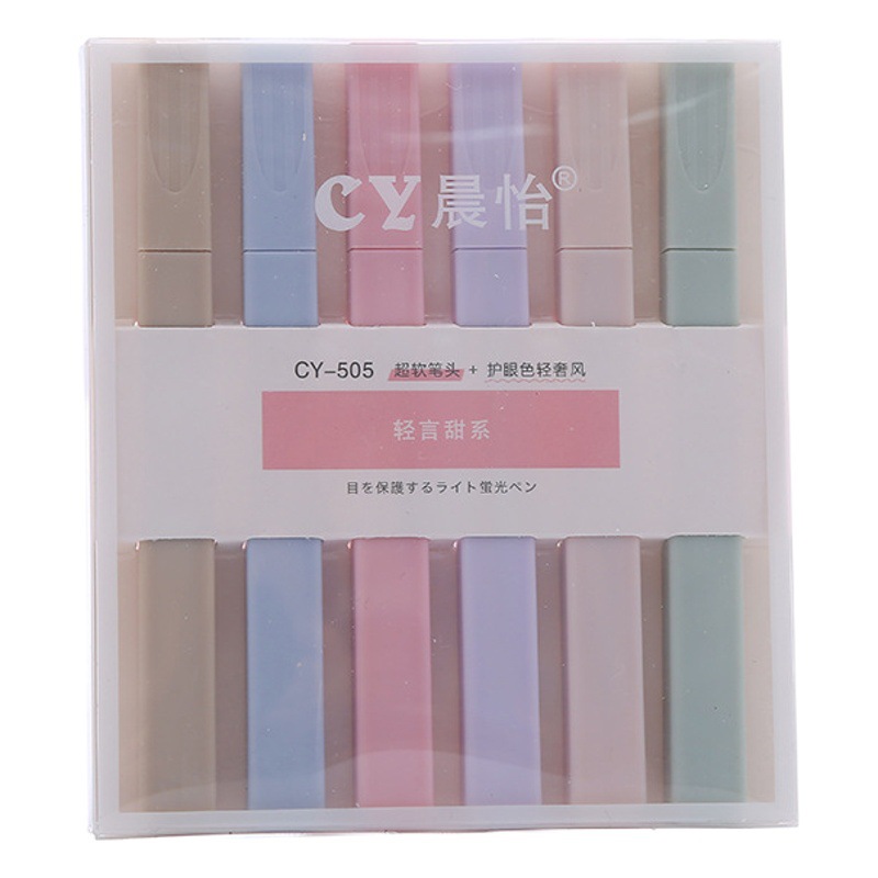 Morandi Color Highlighter Soft-Head Marker Pen Eye Protection Color Marker Pen Student Highlighter Set Manufacturer Wholesale