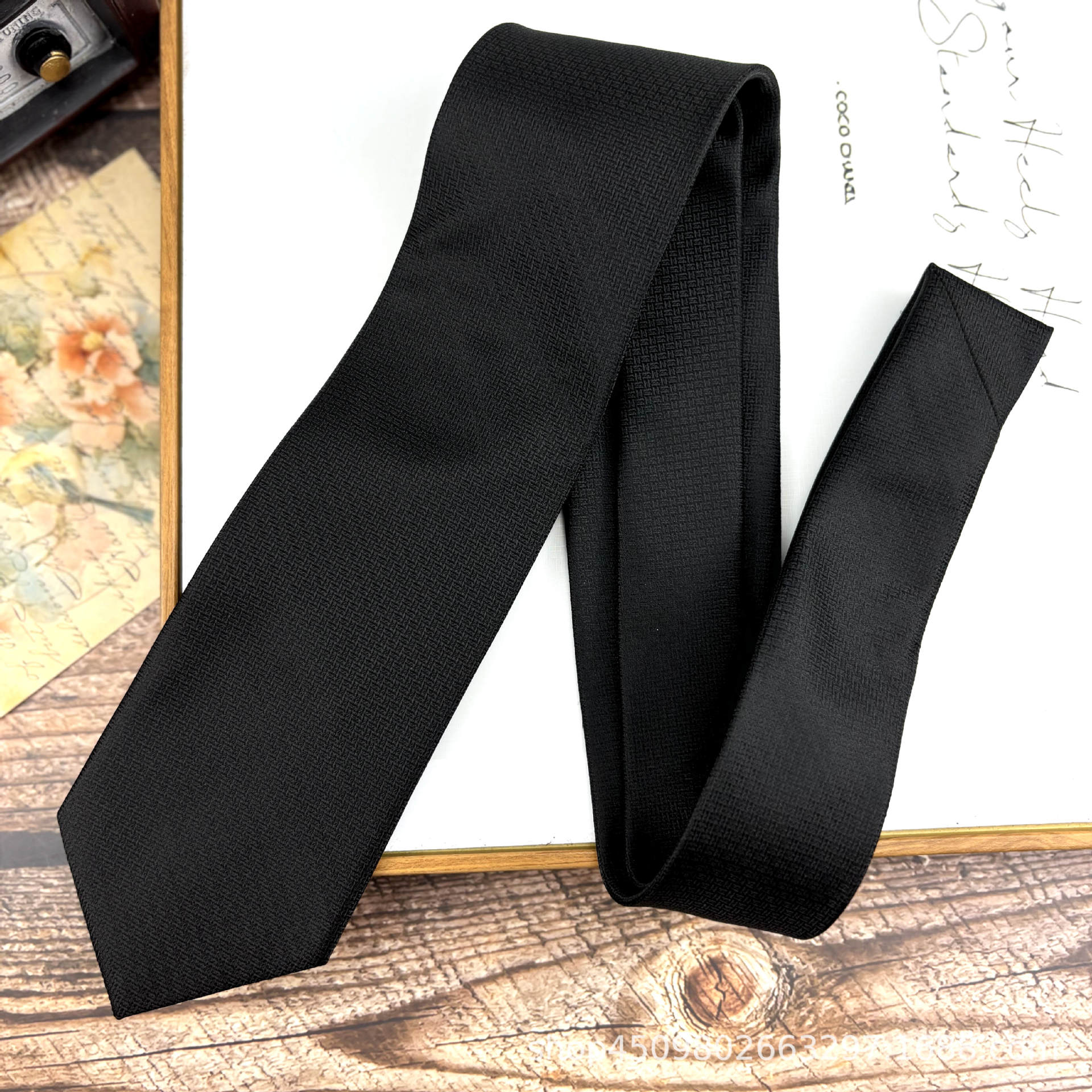 Picture of Retro Casual Clear Color Texture Tie Solid Color Men's Professional Dress Gentleman Working Groom Wedding Cafe Green