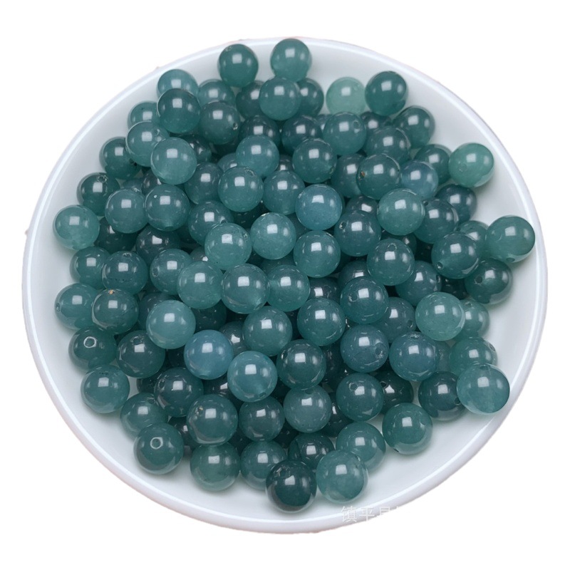 Picture of High ice jade blue water color 8mm round beads wholesale diy jade jewelry bracelet necklace loose beads jade beads bracelet