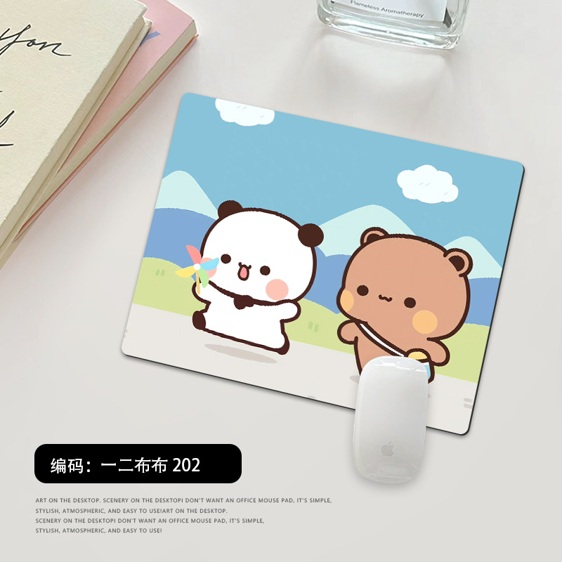 Picture of One or two cloth small size mouse pad office computer keyboard pad cartoon cute panda thick lock edge wrist pad