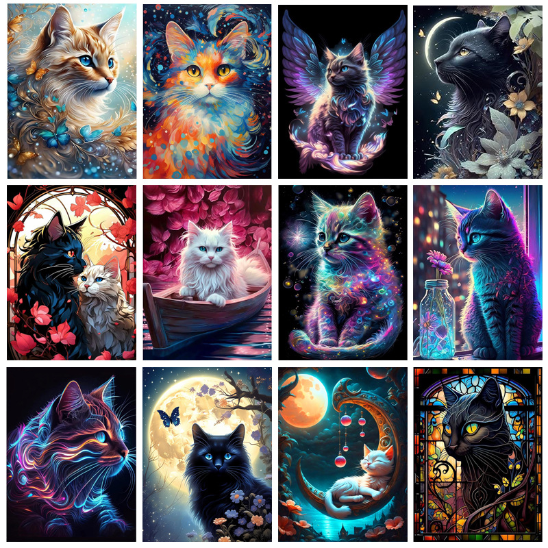 Amazon mosaic DIY diamond painting color cat full diamond brick painting cross stitch decorative painting cross-border manufacturers batch