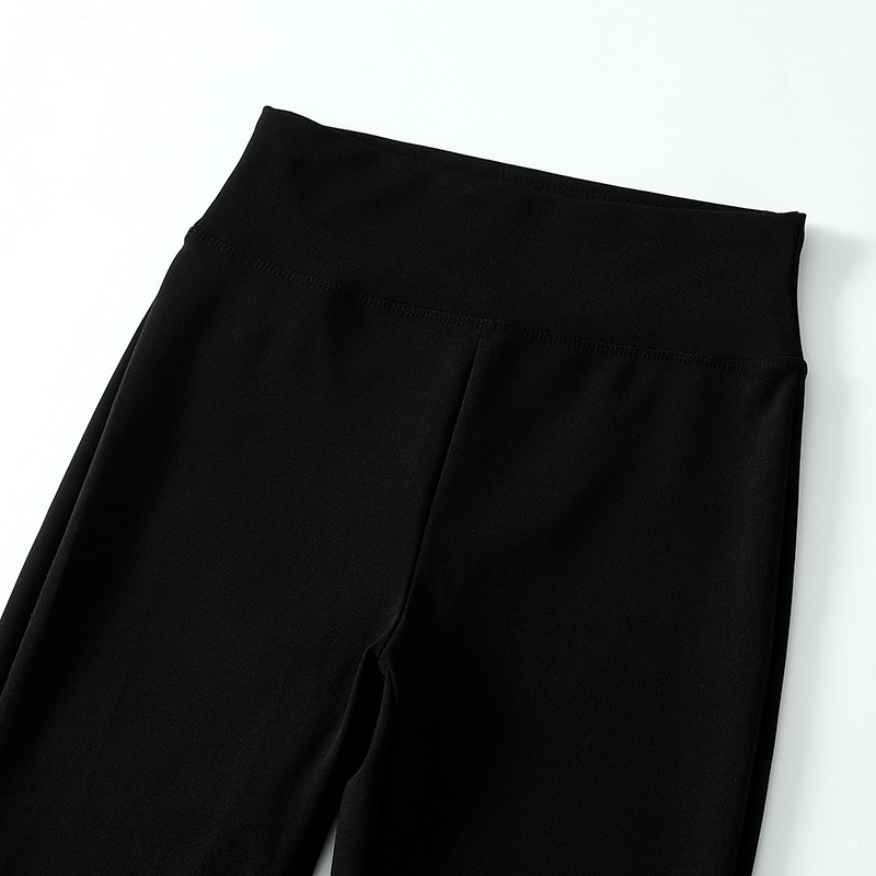 Picture of Women's Casual Leggings with Drape, Flared High-Waisted Slimming Sharkskin Black Pants for Autumn