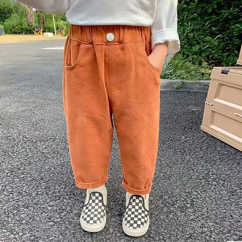 Picture of Boys' White Pants Children's Western Style Korean Style Trousers for Middle and Small Children's Spring and Autumn Girls' Baby's Denim Casual Trendy Pants