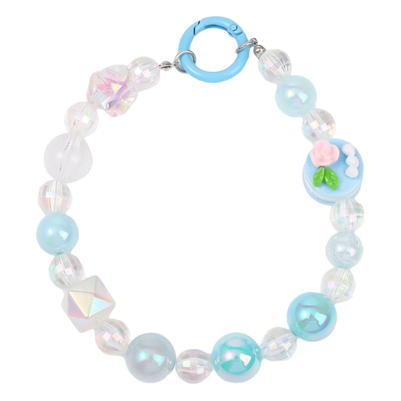Cake beaded luminous magic color keychain mobile phone rope mobile phone pendant colorful cute hanging chain