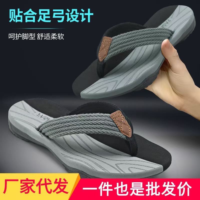 2025 New EVA Soft Bottom Flip Flops Fashion Trend Men's Seaside Beach Shoes Slippers Non-slip Travel in stock