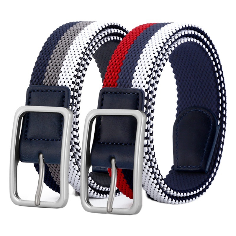 Cross-border explosions belt men's multi-color breathable woven elastic canvas needle buckle casual elastic belt manufacturers wholesale