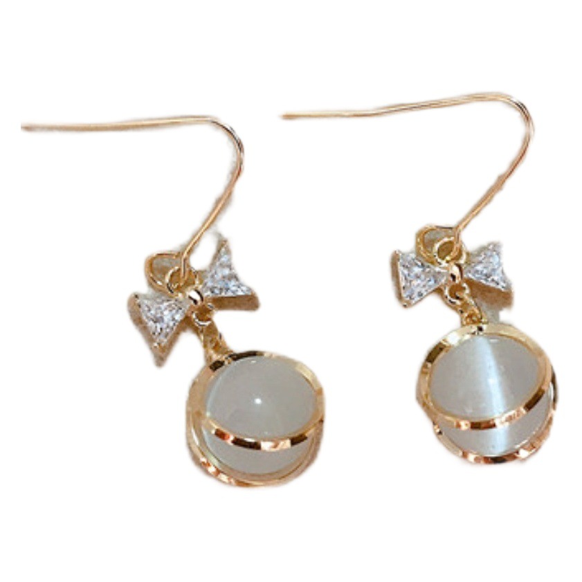 Internet celebrity same style opal earrings for women 2022 new trendy earrings spring elegant all-match bow earrings Korean style