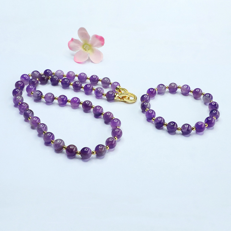 Xinyu Natural Fantasy Amethyst Necklace Bracelet Set Kuaishou Douyin Live Broadcast Hot Sale Wholesale Cb5031802