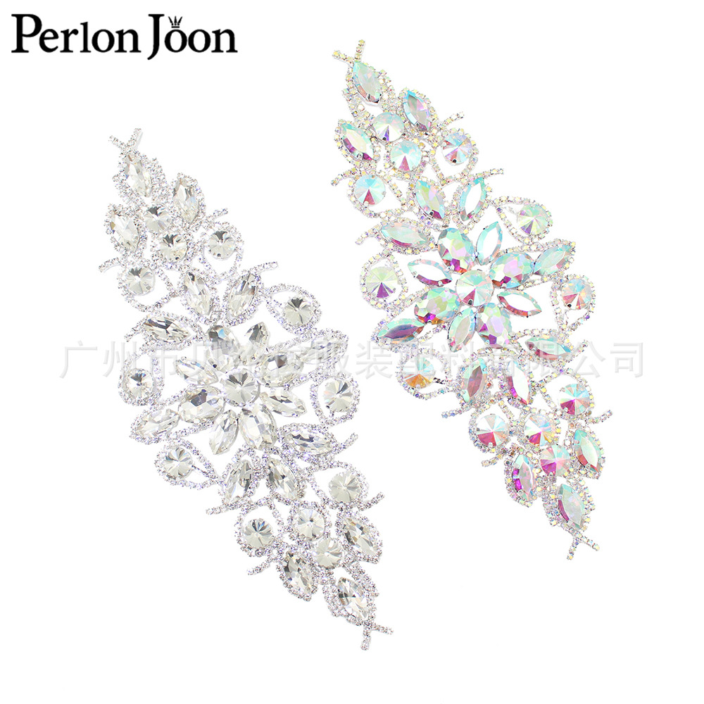 in stock foreign trade hot silver AB color crystal flower rhinestone dress flower wedding dress decoration clothing accessories