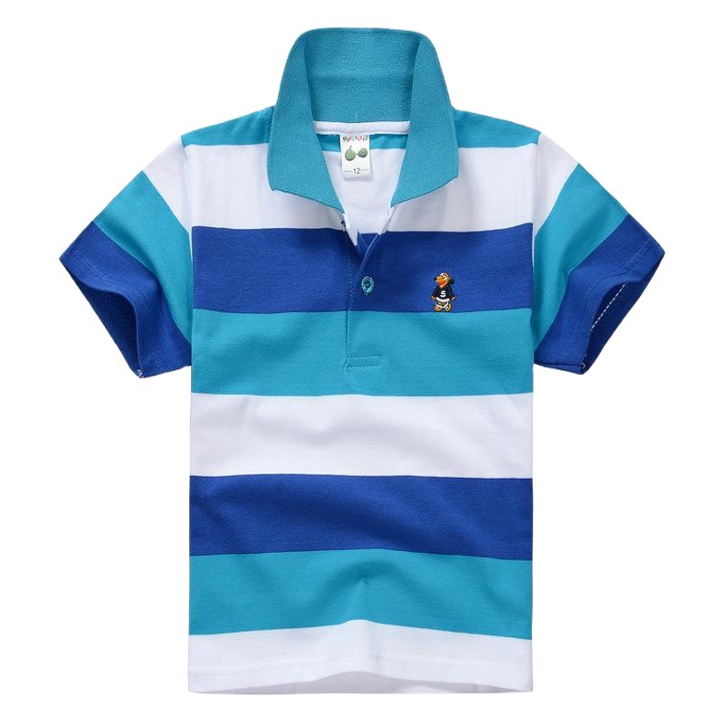 kids Explosions Cross-border Children's Wear Large Children's Spring and Summer Children's Wear European and American Style Cotton Striped T-Shirt Polo Shirt Short Sleeve