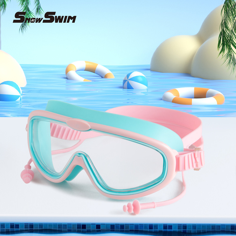 Picture of Children bag swimming goggles girls boys swimming equipment glasses waterproof anti-fog big frame professional diving swimming goggles factory