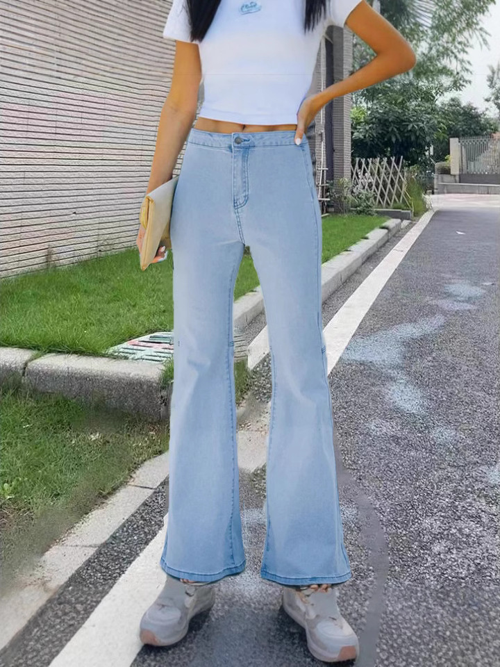 American-Style Flared Jeans for Women, High-Waisted, Slim-Fit, Versatile Bell-Bottoms, Sexy European and American Casual Pants