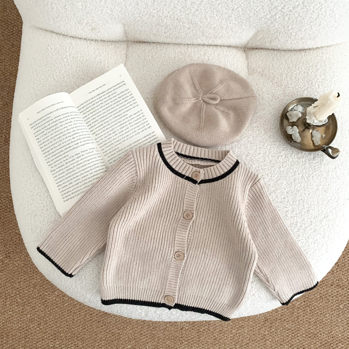 Picture of Children's Autumn and Winter Knitted Coat ins Korean Style Baby Soft Sweater Cardigan Newborn Boy and Girl Baby Coat