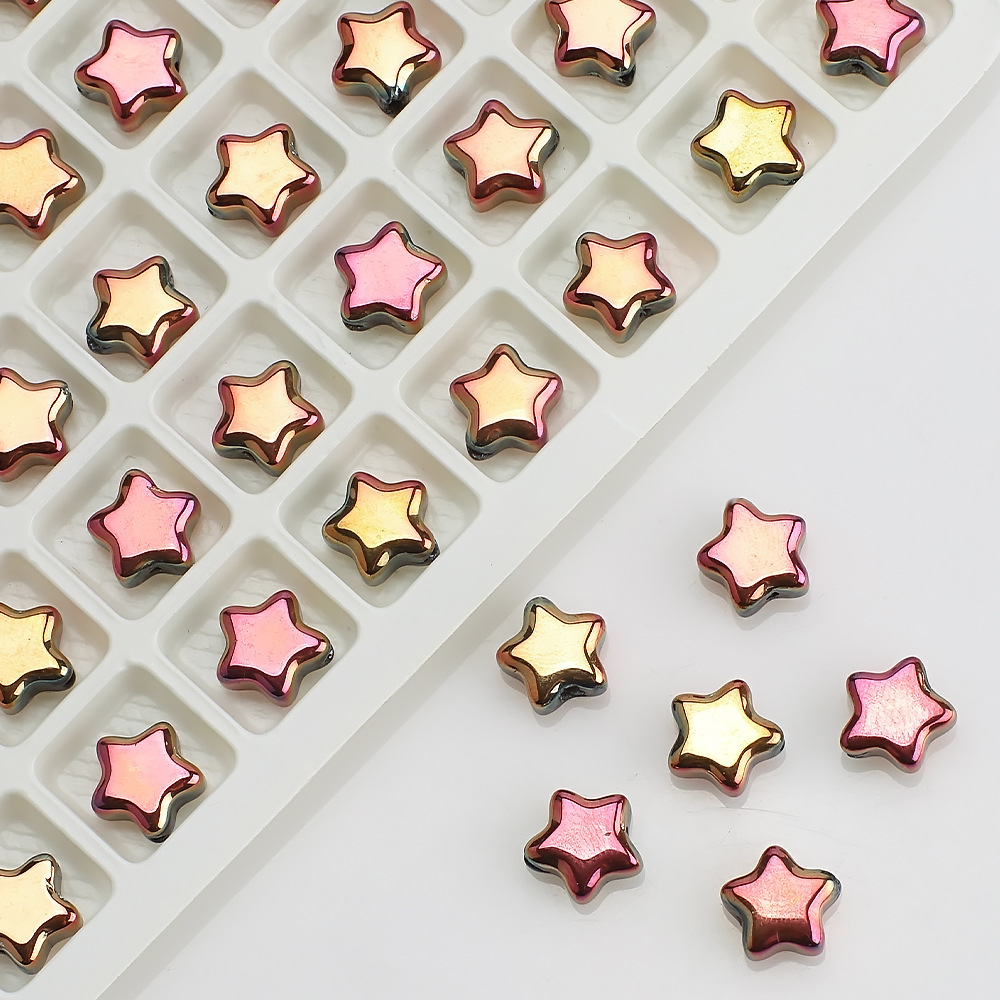 Picture of Five-Pointed Star Accessories 8mm Glass Beads Crystal Pendant DIY Hair Accessories Necklace Earrings Bracelet Beading Material Accessories
