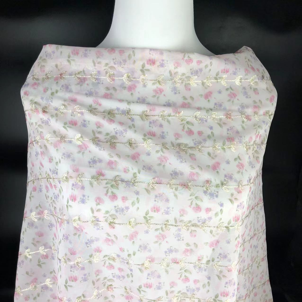Xiaojun Textile Floral Pattern Computer Embroidery Printed Fabric Chinese Print Children's Clothing Fabric Dress Han Dynasty