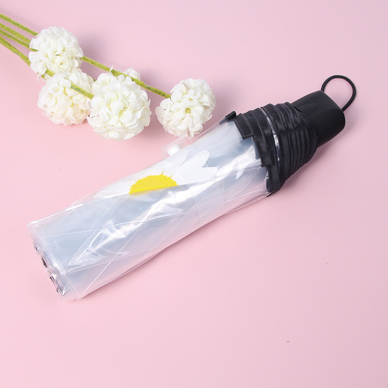 Picture of Fully Automatic Transparent Umbrella Folding 70% off Colorful Handle for Women, Logo Printable, White, Factory Direct Sales, Cross-Border Exclusive Supply