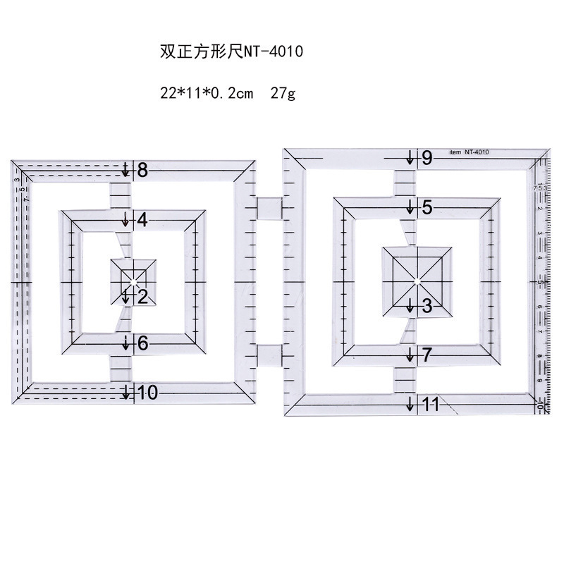 Picture of Acrylic Patchwork Ruler Cutting Ruler Double Color Long Square Ruler Sewing Ruler Patchwork Tool DIY Color Ruler