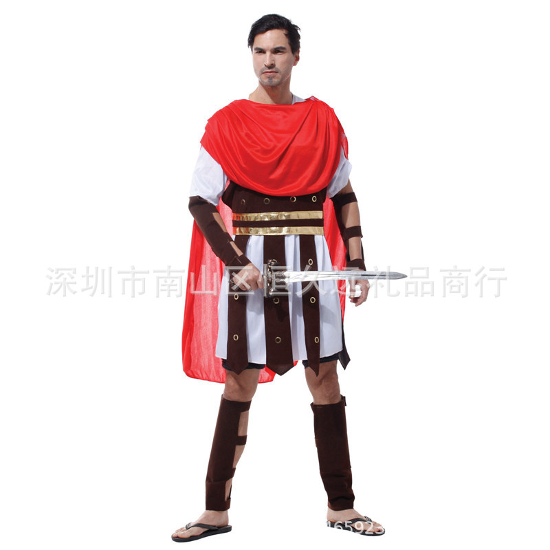 Halloween Fancy Dress Costume Adult Roman Samurai Knight Spartan Warrior Costume General Soldier Costume