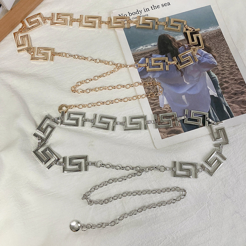 Metal waist chain women's new fashion retro versatile design belt decoration with dress suit trendy belt