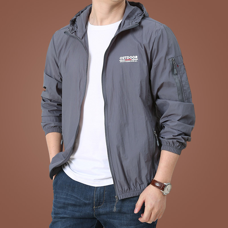 Summer New Sunscreen Clothes Men's Thin Breathable Jacket Outdoor Quick-drying Fishing Suit UV-proof Windbreaker Hooded