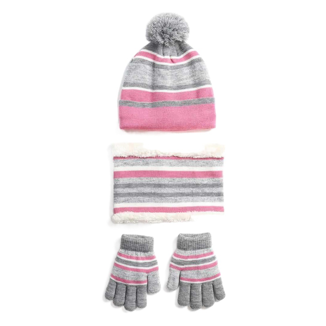 Foreign trade Winter DS children's wool knitted hat scarf hat three-piece set velvet padded scarf gloves set
