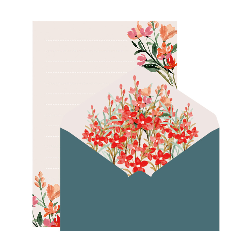 Picture of Wedding Letter Paper Set Invitation Letter A5 Handwritten Love Letter Paper Spring Flower Opening Letter Paper High-End